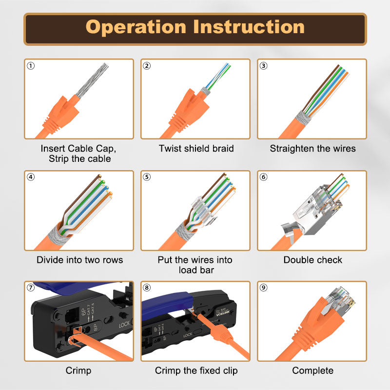 how to install rj45 pass-through connector