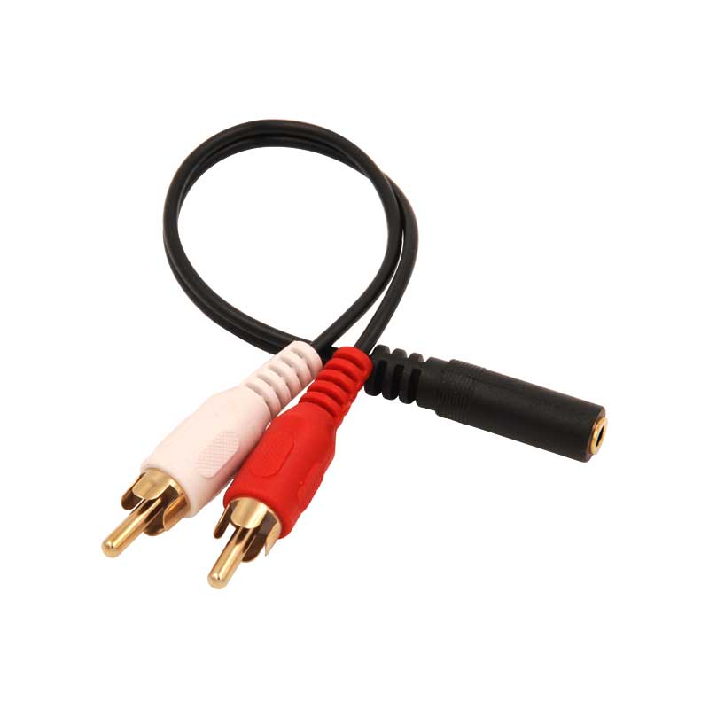 3.5mm Female Jack to 2 RCA Plugs Audio Stereo Adapter - 6 inch