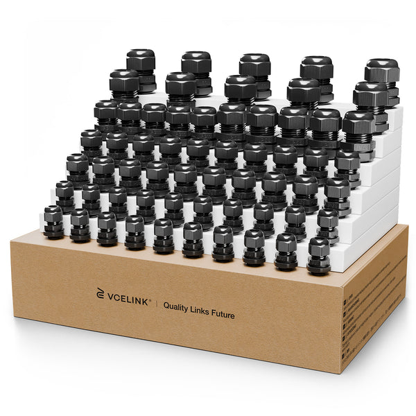 Cable Gland IP68 Nylon Waterproof Assortment (PG7/PG9/PG11/PG13.5/PG16/PG19) 