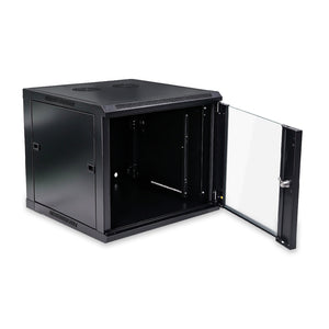 12U 19-Inch Single Section Wall Mount Cabinet 450mm Depth Left-angled side view