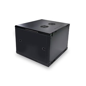 12U 19-Inch Single Section Wall Mount Cabinet 600mm Depth Rear-oblique view