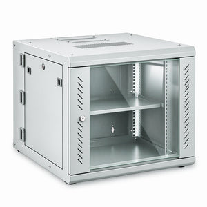 12U Double Section Swing Out Wall Mount Cabinet 550mm Depth RAL7035