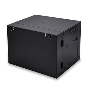 12U Double Section Swing Out Wall Mount Cabinet 550mm Depth Rear-oblique view