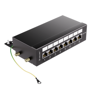 8 Port Shielded Patch Panel with RJ45 Sockets