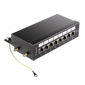 8 Port Shielded Patch Panel with RJ45 Sockets