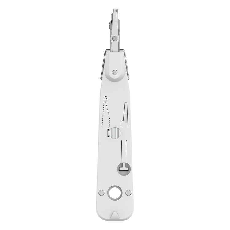 110 Punch Down Tool Includes a stainless steel hook to pull out incorrectly seated wires and a spudger blade to help seat or adjust cables into IDC slots.