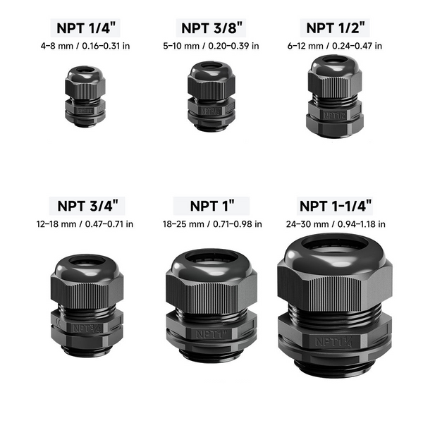 IP68 Nylon Waterproof Cable Gland One thread standard (NPT)