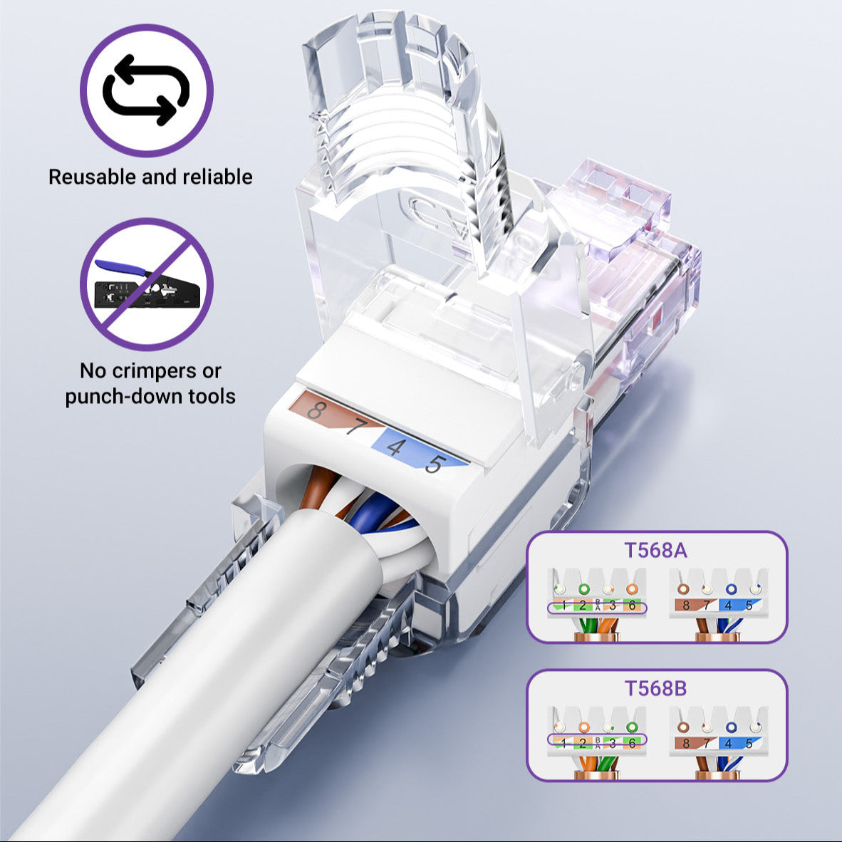 Compact Toolless RJ45 Connector Cat6 VCELINK