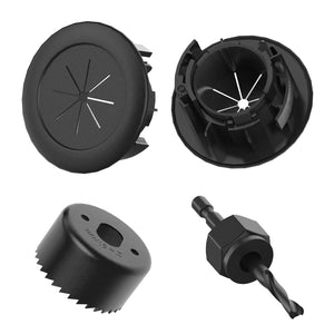 Round wall plate suitable for hiding cables.