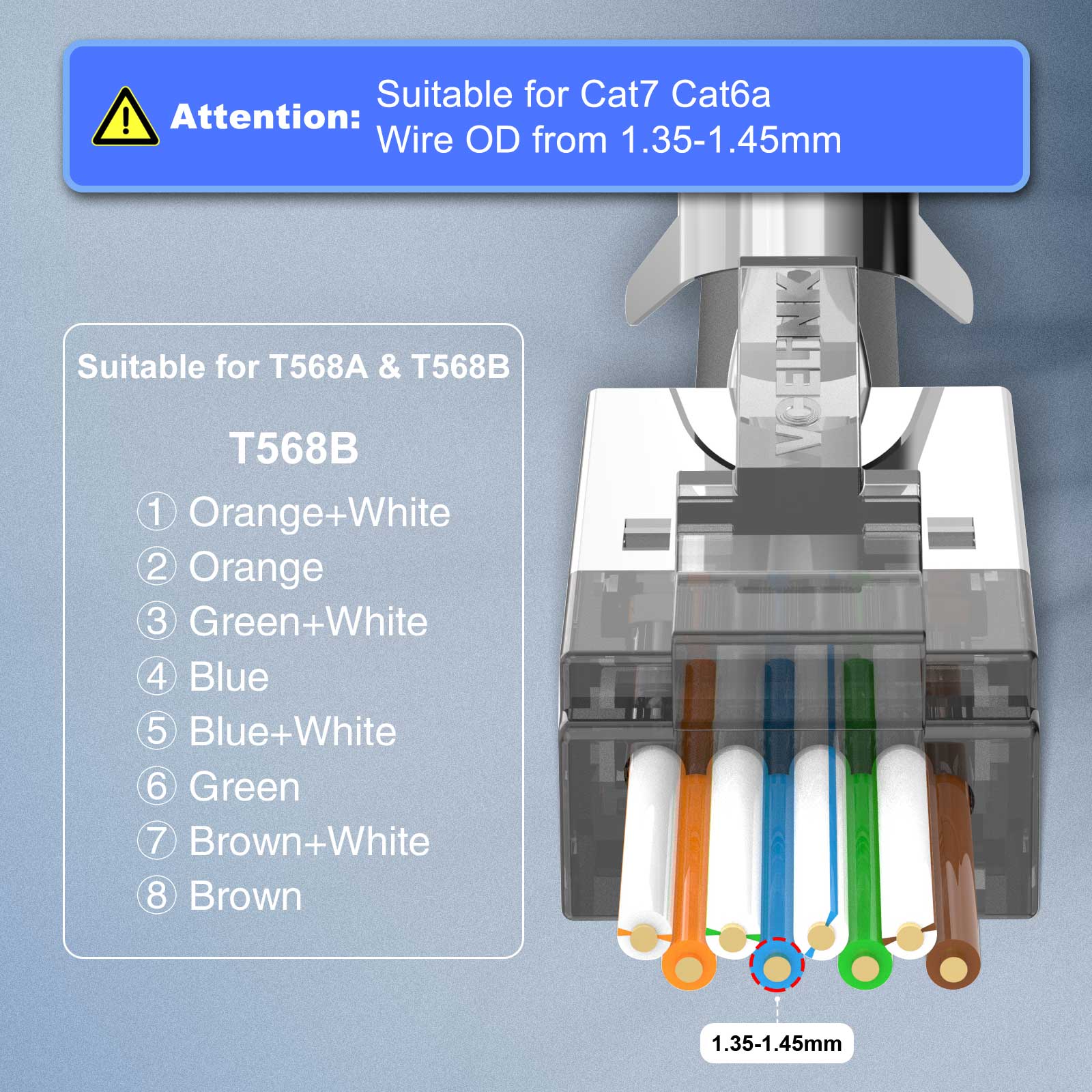 VCELINK Herramienta de crimpado RJ45, crimpadora de corte de alambre  Ethernet para conectores de paso y sin paso Cat7 Cat6A Cat6 Cat5E Cat5