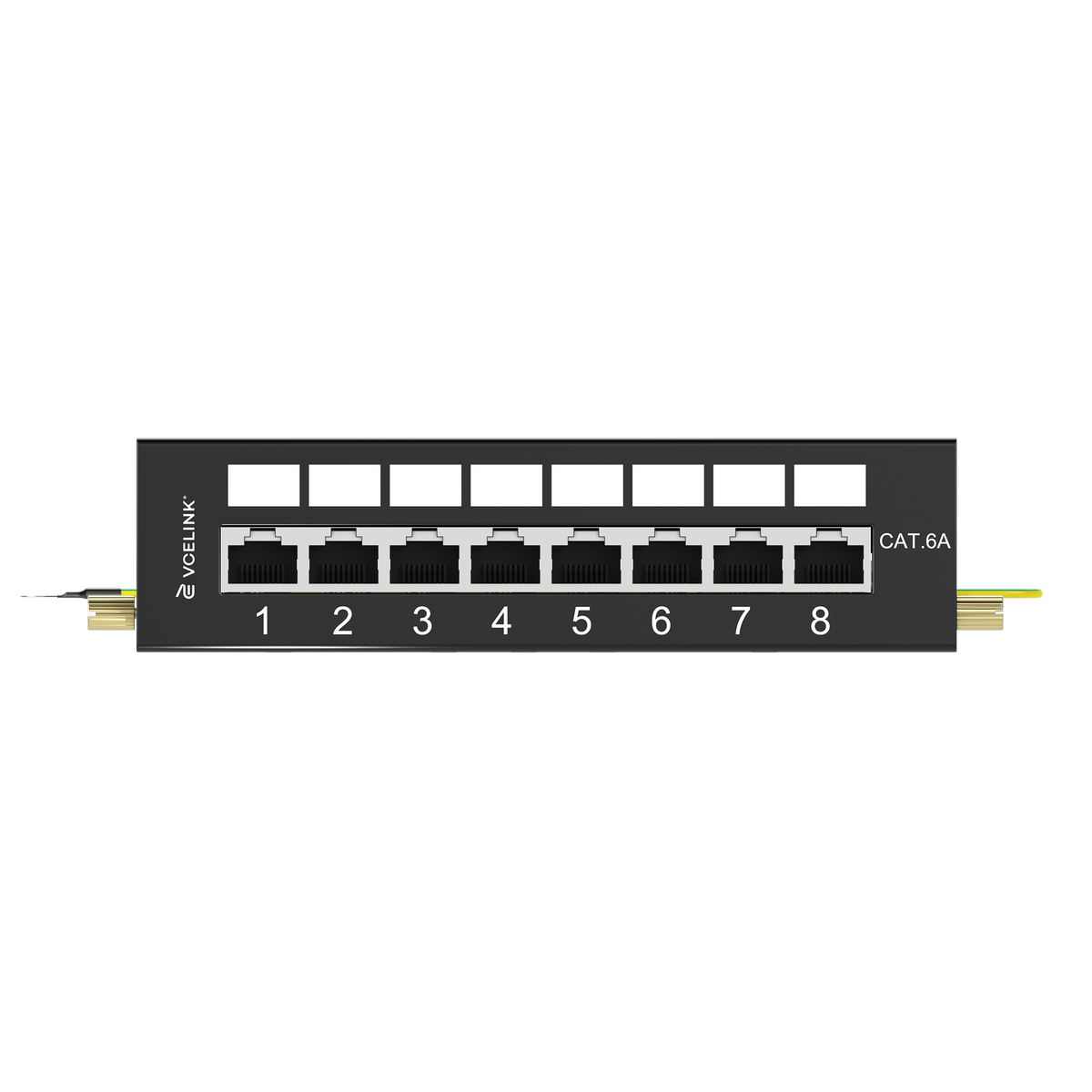 Socket Patch Panel 8 Port Shielded Cat6a Patch Panel with RJ45 Sockets VCELINK