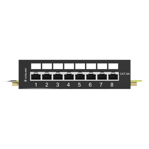 8 Port Shielded Patch Panel with RJ45 Sockets