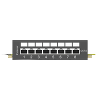 8 Port Shielded Patch Panel with RJ45 Sockets
