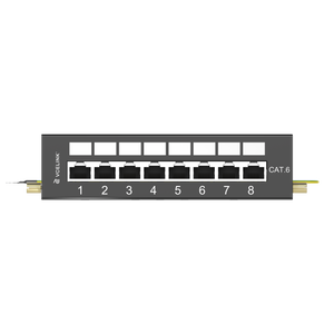 8 Port Shielded Patch Panel with RJ45 Sockets