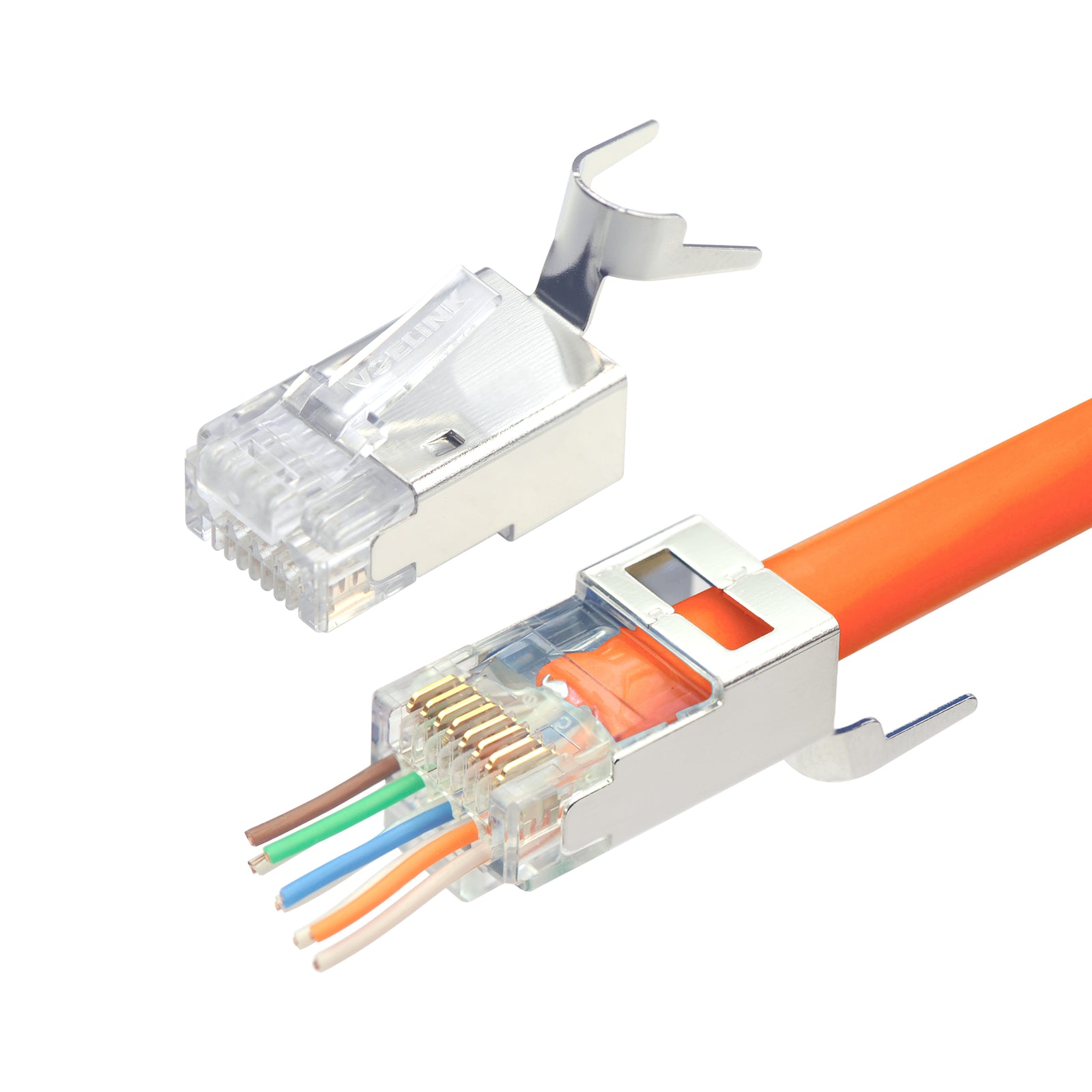 VCELINK Connecteur RJ45 sans Outil Cat7 Cat6A pour Câble d'Installation  Fiche Rj45 sans Outil Blindé 10 Gbps 600MHz Lot de 4