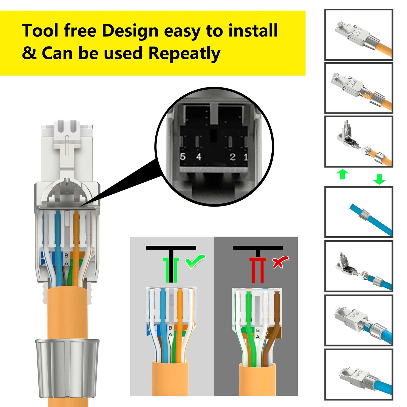 CAT7 Tool Free RJ45 Plug