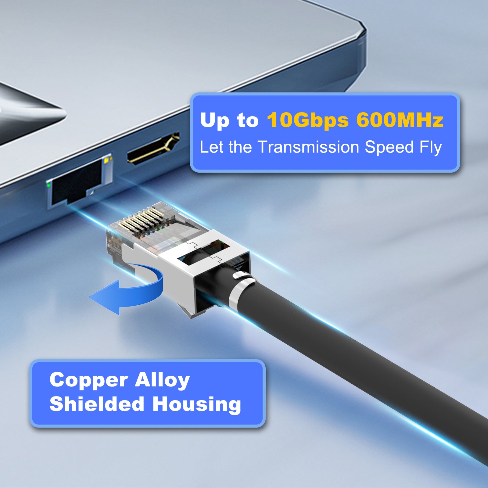 VCELINK (2ème génération Connecteur RJ45 Cat7 Cat6A Fiche Réseau Pass  Through RJ45 pour Câble de Pose Blindé avec Enfile et Protection  Anti-torsion