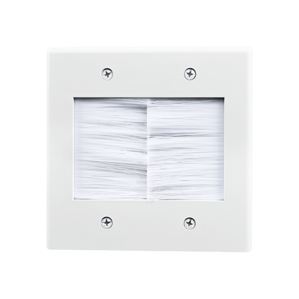 2 X 1 Gang Whte Brush Wall Outlet Cable Entry Plate Tdy Mount Wall