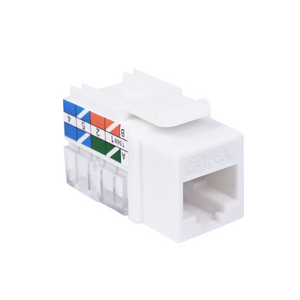 Cat6a Keystone Jack UL-Listed designed with dual-color labeling for T568A and T568B wiring diagram.