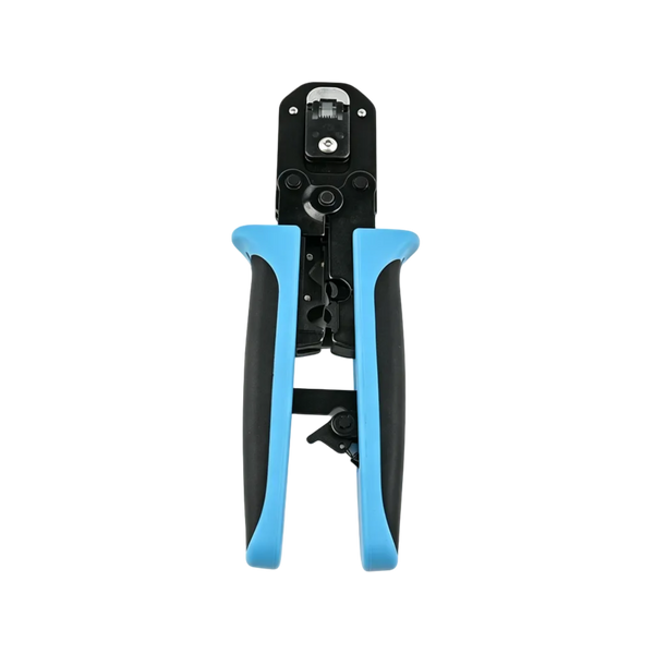RJ45 crimper used for Ethernet cable installation in a home network