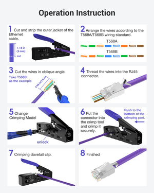 Multi-Function Pass Through RJ45 Crimper VCELINK