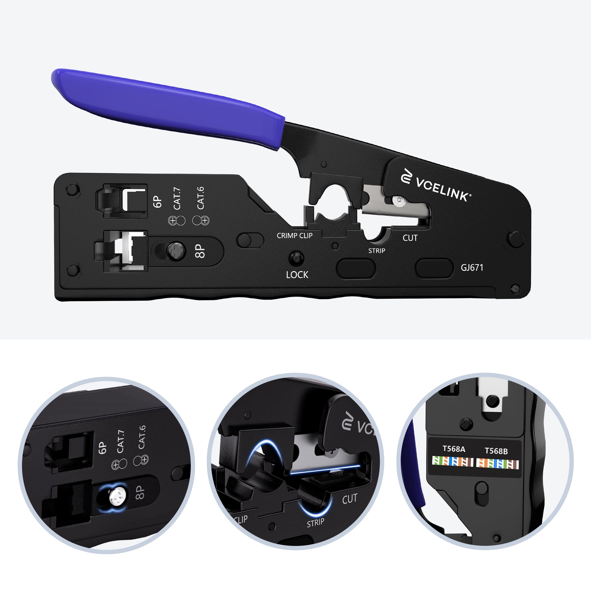 Trophable RJ45 Crimp Tool Kit – Ethernet Pass-Through Crimper For Network Cat5, Cat6 Cables