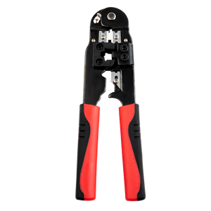 Combines cutting, stripping, and crimping functions in one tool.