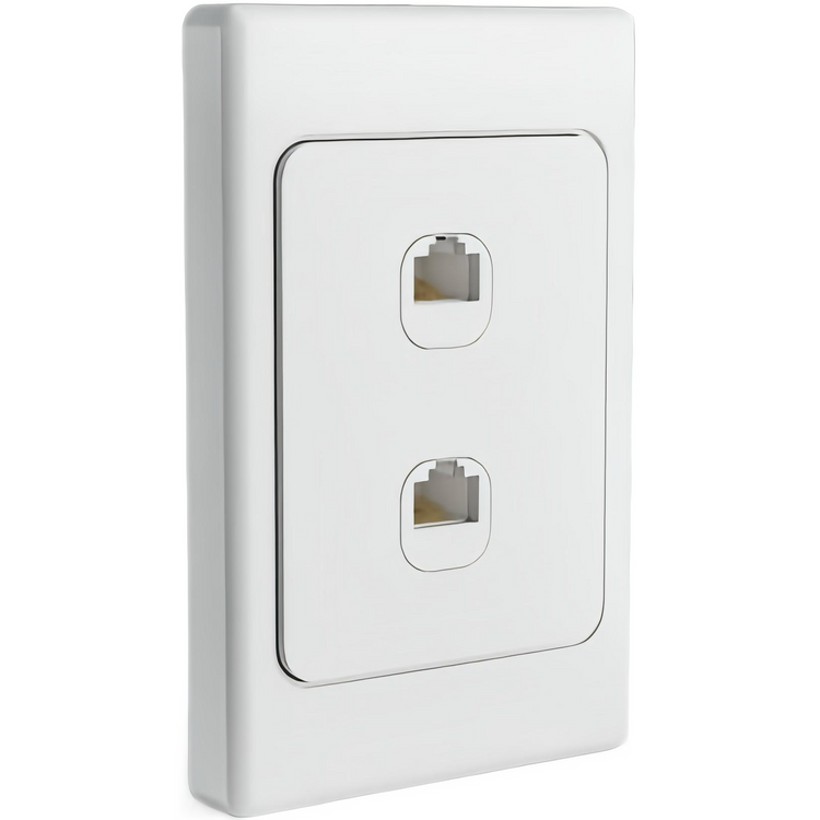 Australia-Style Ethernet Keystone Wall Plate 2 Port with Cat6 Coupler 