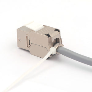 Toolless Keystone Jack ideal for 10GBASE-T networks up to 100m, ensuring stable and reliable transmission speeds.