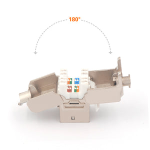 Toolless Keystone Jack with full-metal housing provides effective shielding, durability, and corrosion resistance