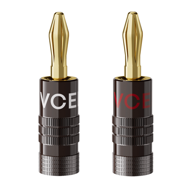 24K Gold Plated Dual-Screw Type Speaker Banana Plugs