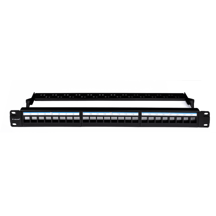 Blank Patch Panel for Keystone Modules ideal for Cat5e, Cat6, Cat6a, HDMI, coax, and audio keystone modules.