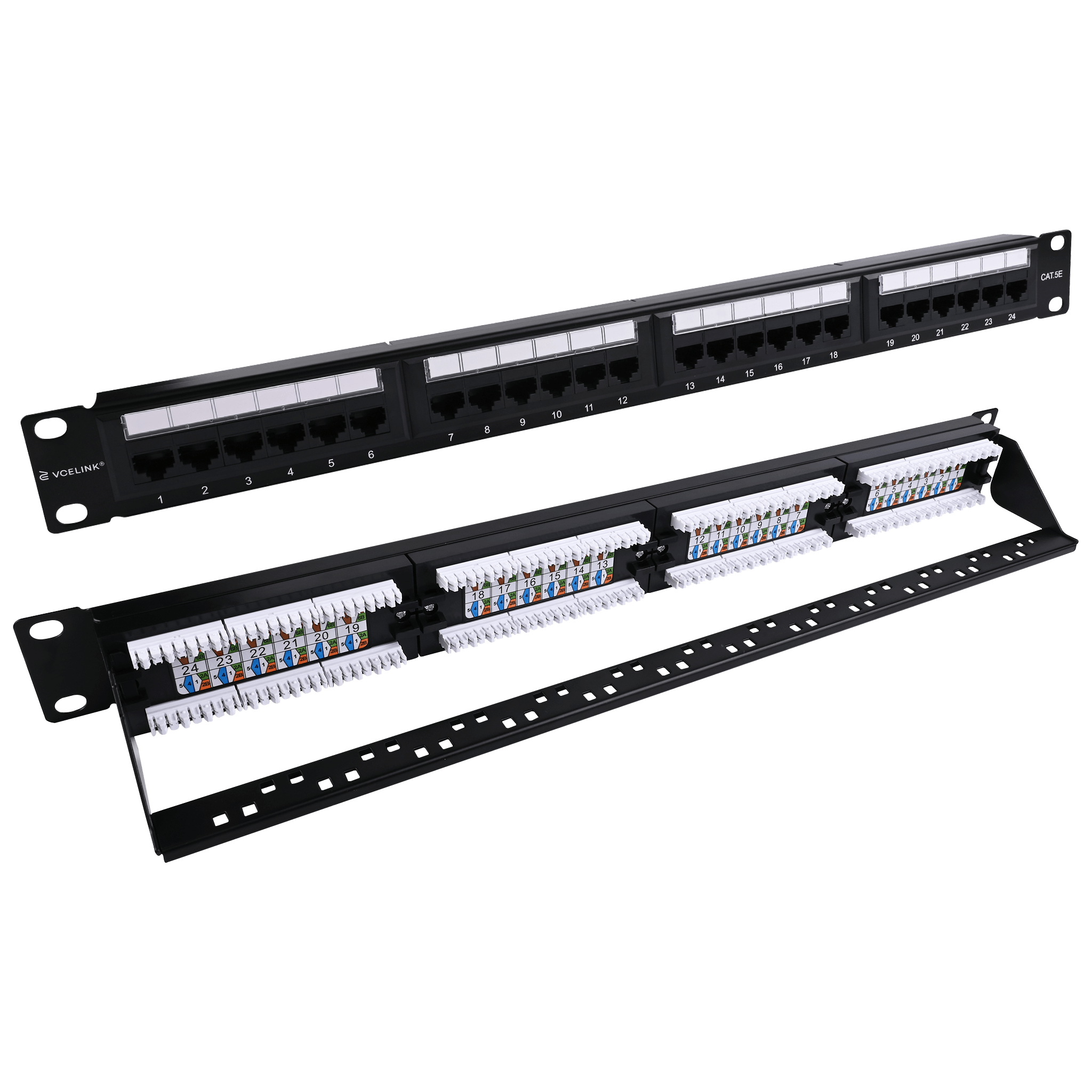 Unshielded Cat5e Punch Down Patch Panel, 24 Port VCELINK