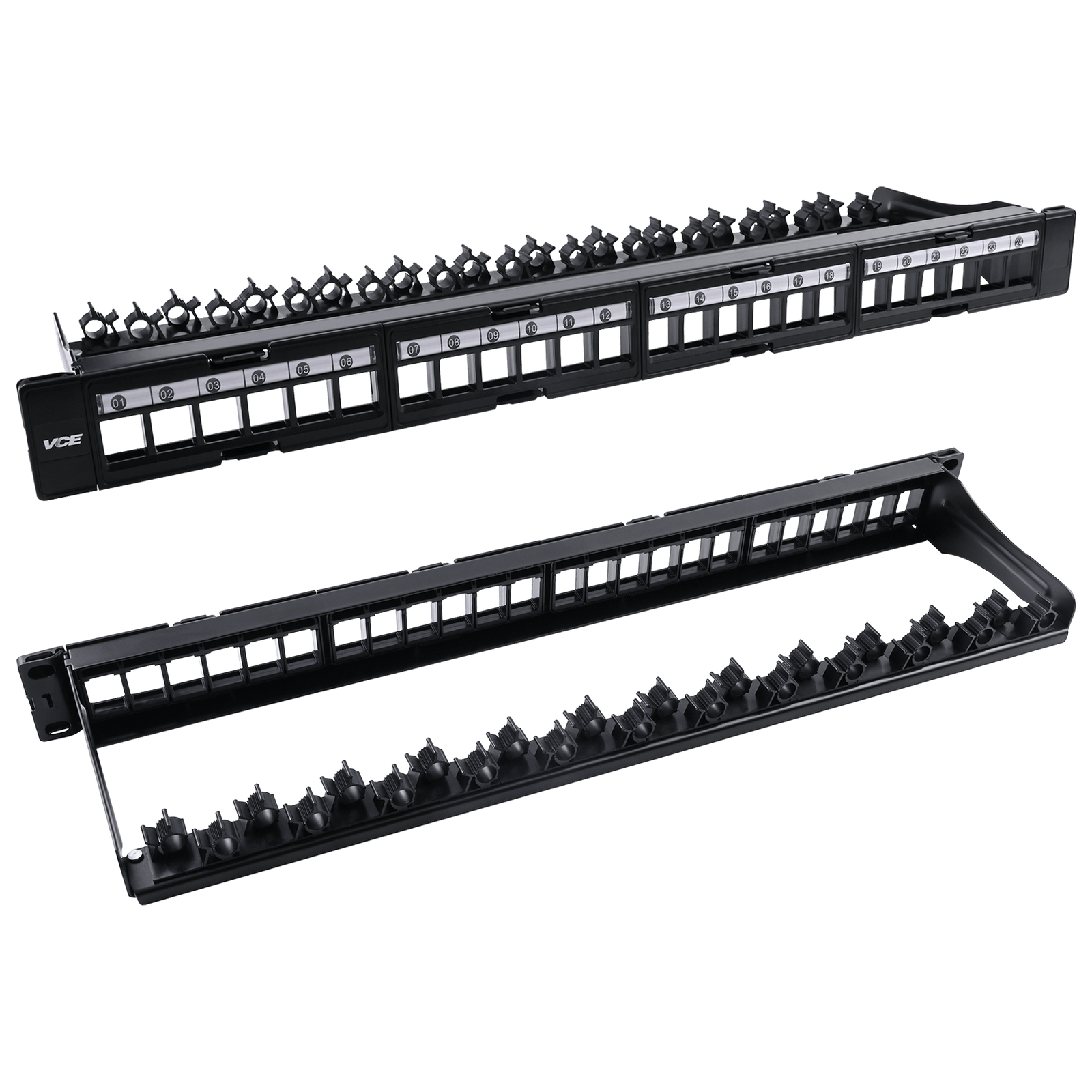 CAT6 Coupler Patch Panel VCELINK 24 Port Keystone Patch Panel 1U Rack ...