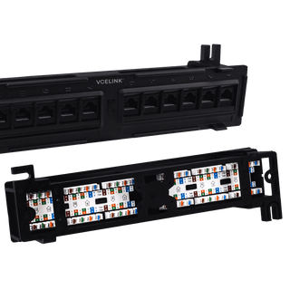 12-Port Cat6 Unshielded Patch Panel built with high-strength ABS and gold-plated RJ45 contacts.