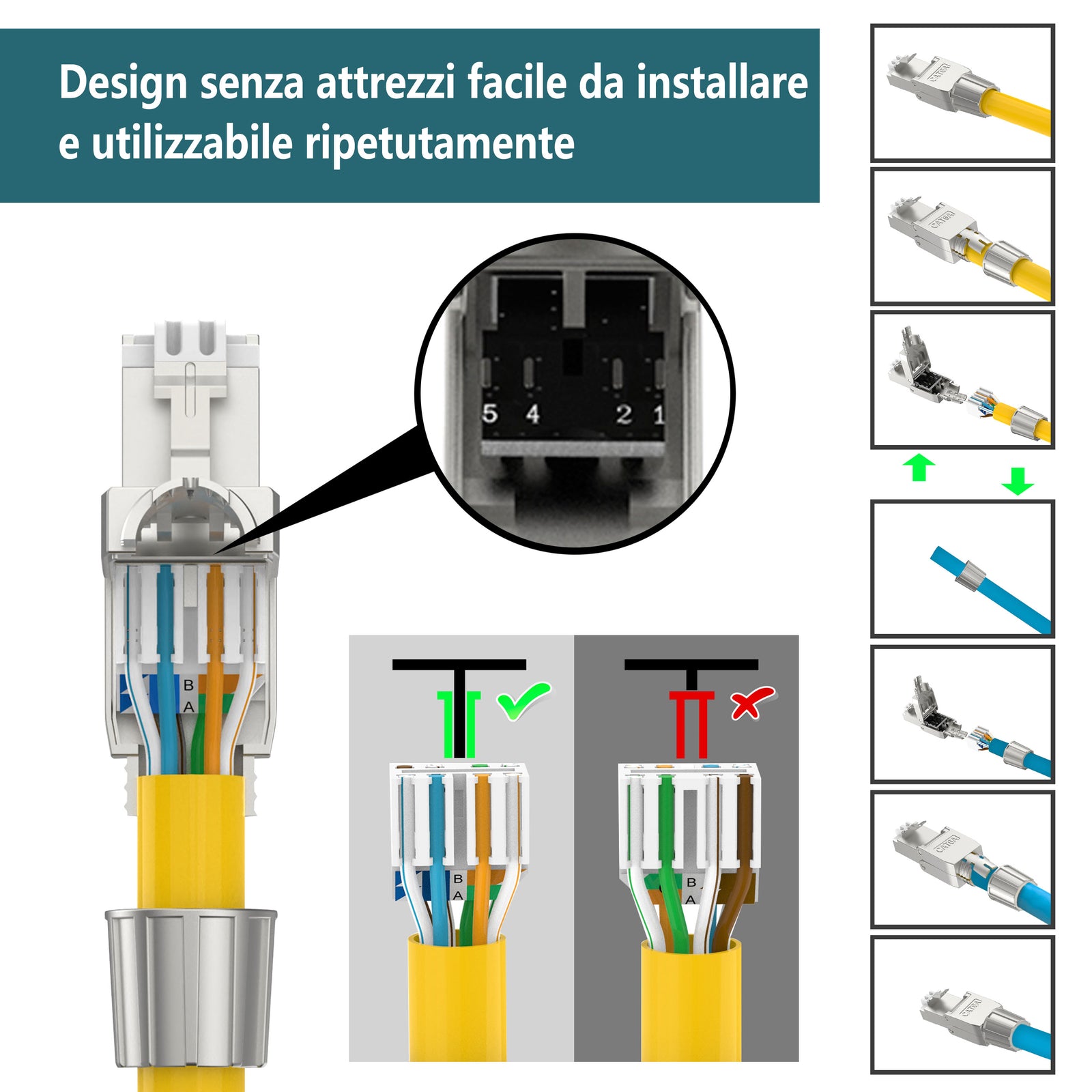 Connecteur RJ45 Cat6A blindé 360° sans outil - Gamme Link+