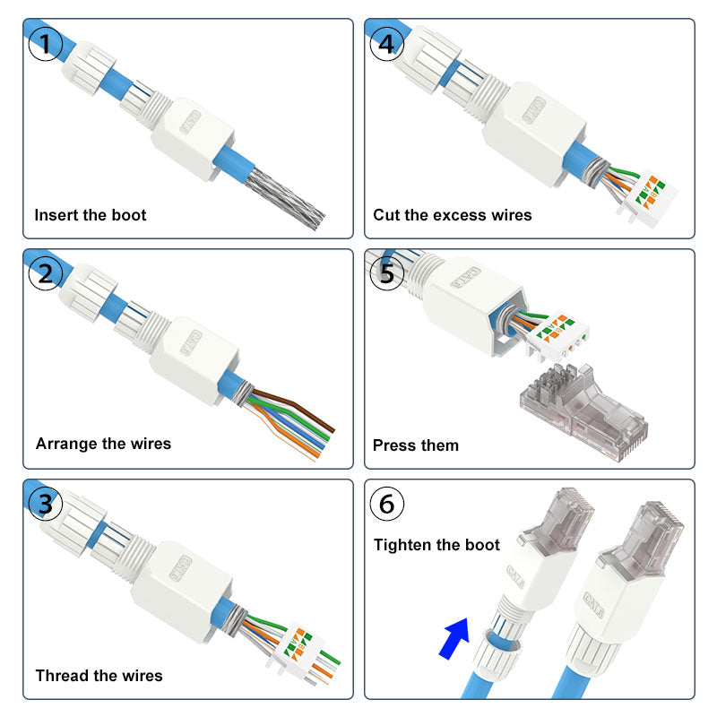 121165 Tool-free RJ45 Plug, Cat.6, 2pcs/pack - Equip