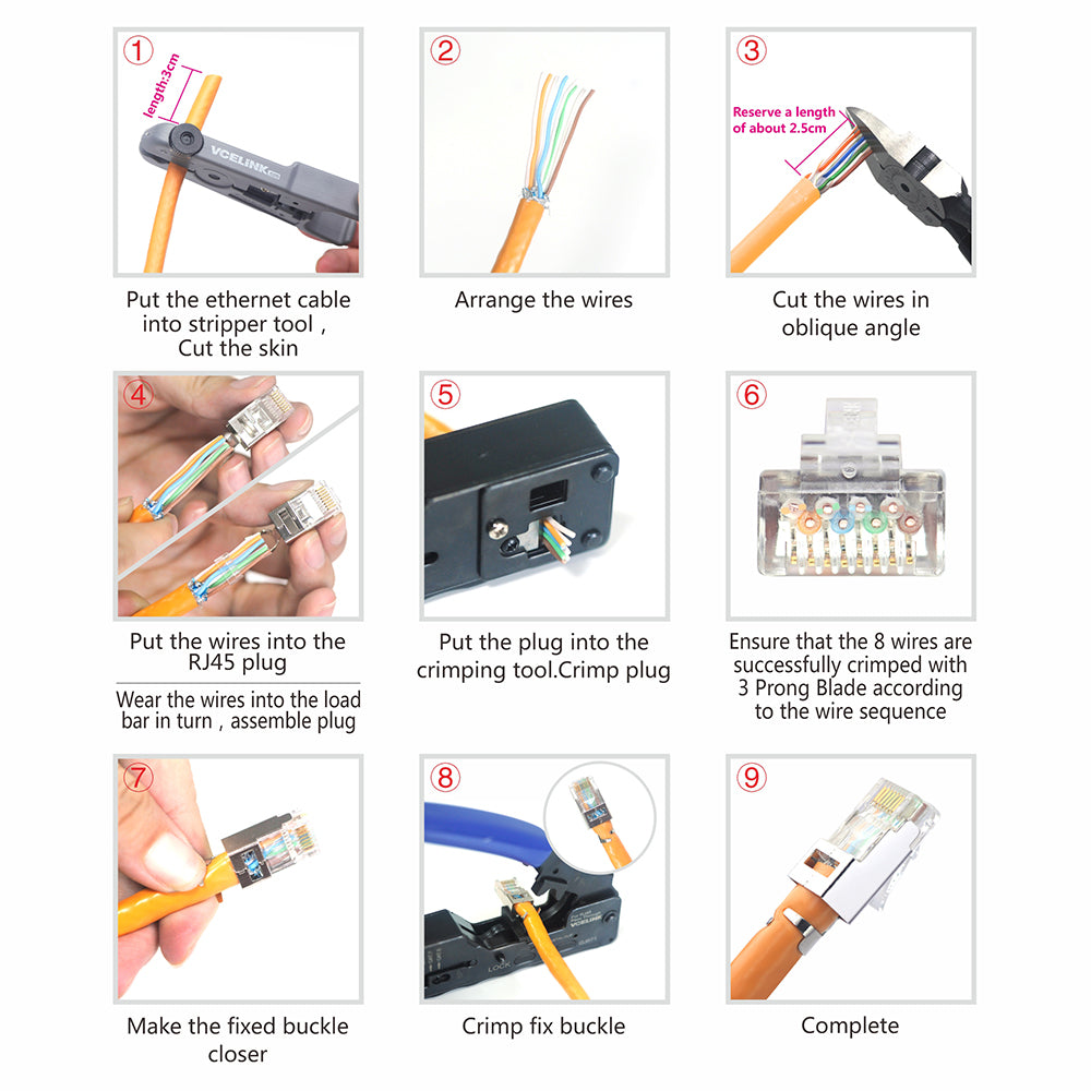 VCELINK 2ème génération Connecteur Réseau RJ45 Cat 7 Cat6A VCELINK 2ème génération Connecteur Réseau RJ45 Cat 7 Cat6A
