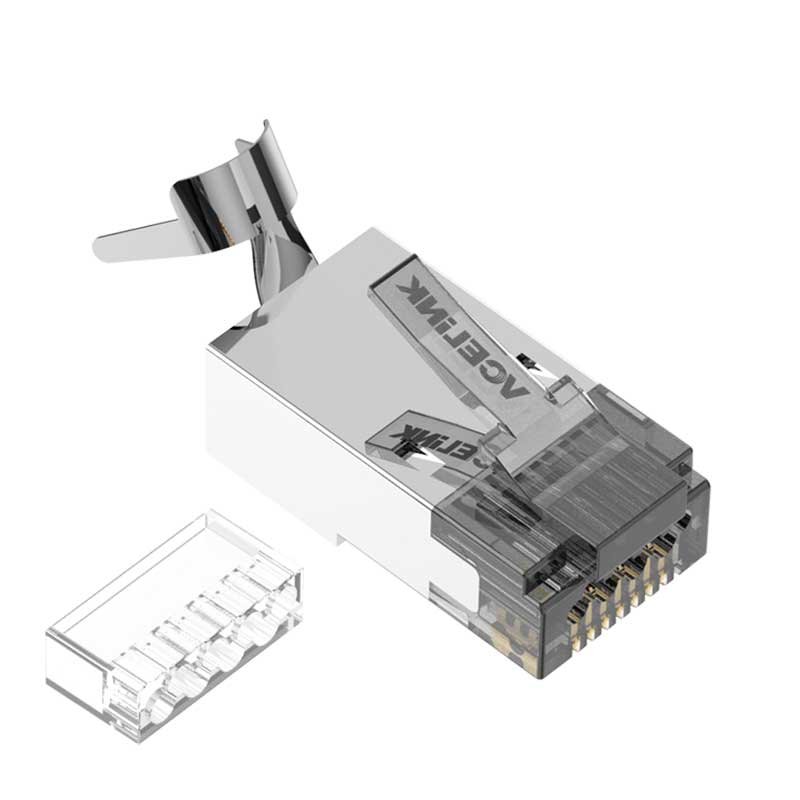 Connecteur RJ45 Fiche Cat 7 Embout Ethernet POE Pass Through RJ45 Câble Connecteur  Ethernet à Serti CAT7 CAT6a CAT6 AWG23 avec décharge de traction protection  anti-pliage passe-fil orange Lot de 10 